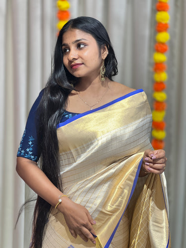 Zari Check Patterned Tissue Saree | HT239