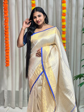 Zari Check Patterned Tissue Saree | HT239