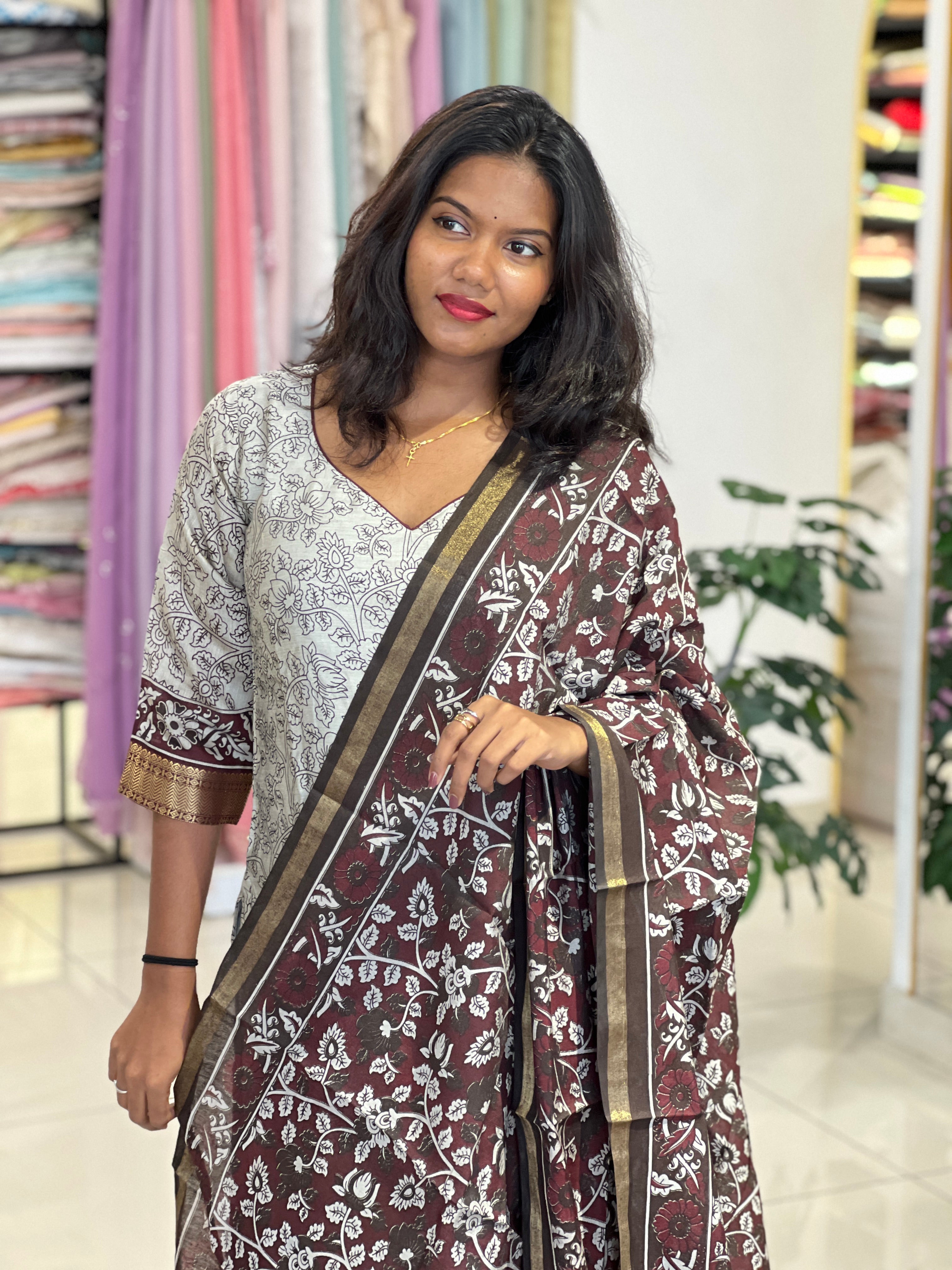 Screen Printed Semi Tussar Kurta Set |SLM186