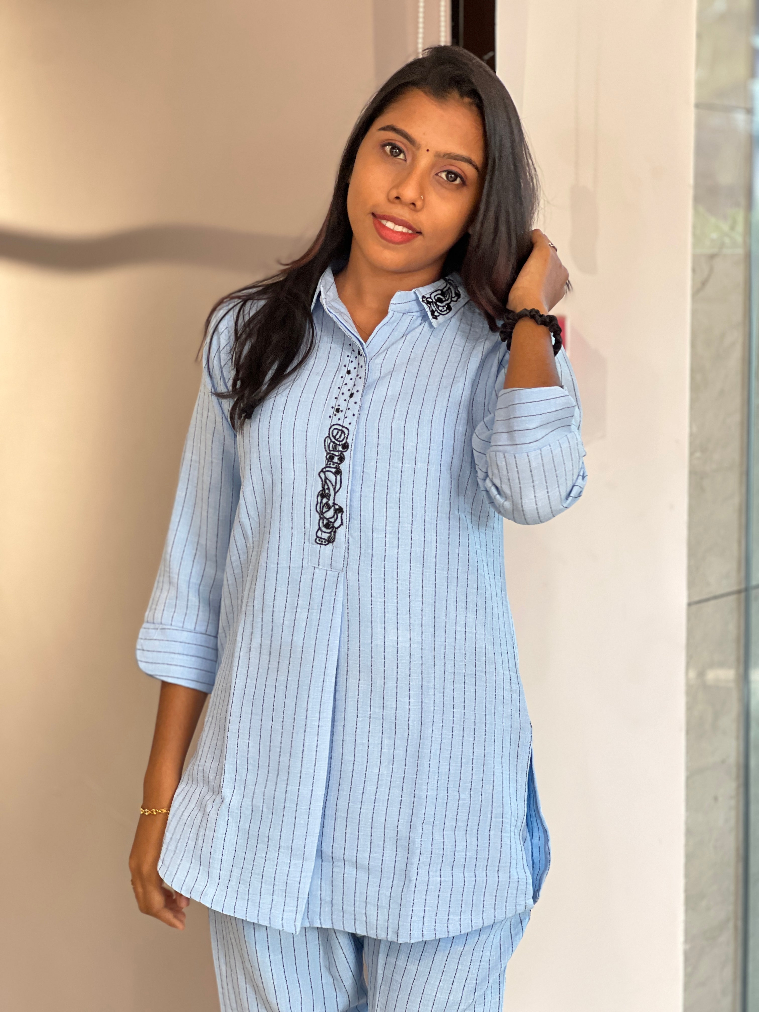 Stripe Patterned Cotton Cord Set | YOC133