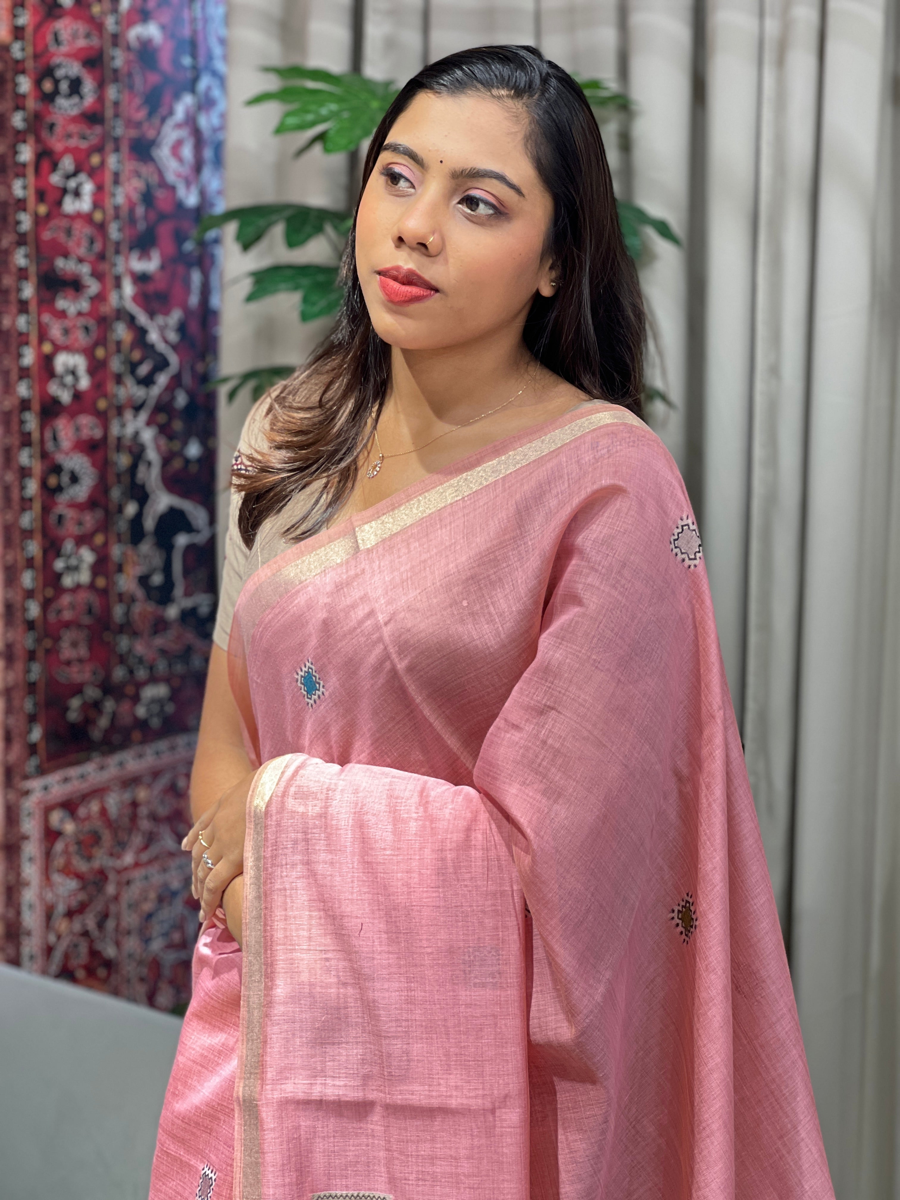 Multi-Color Geometric Detailed Chanderi Saree | AYT108