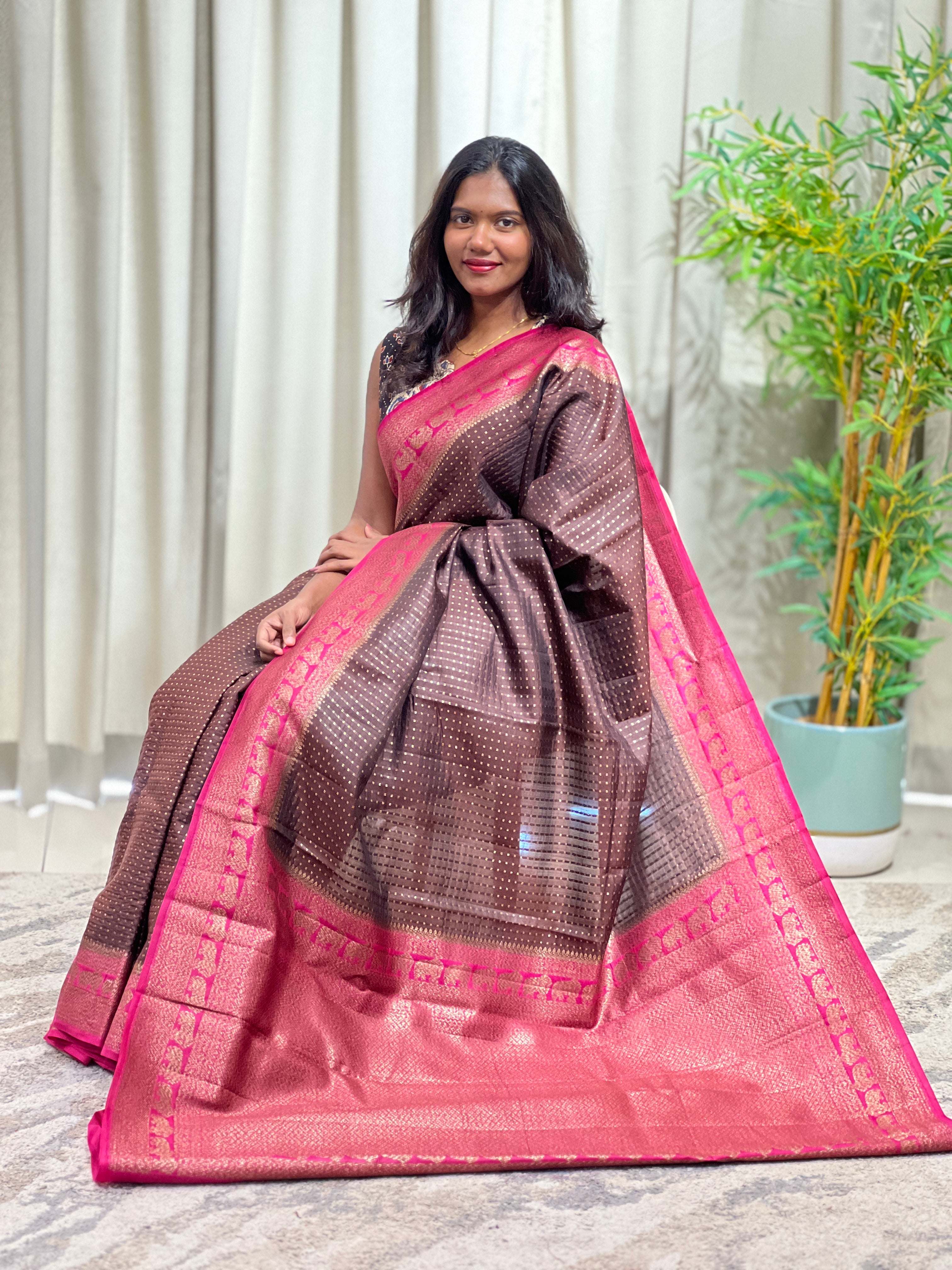 Kathan Woven Pattern Raw Silk Saree | GA133