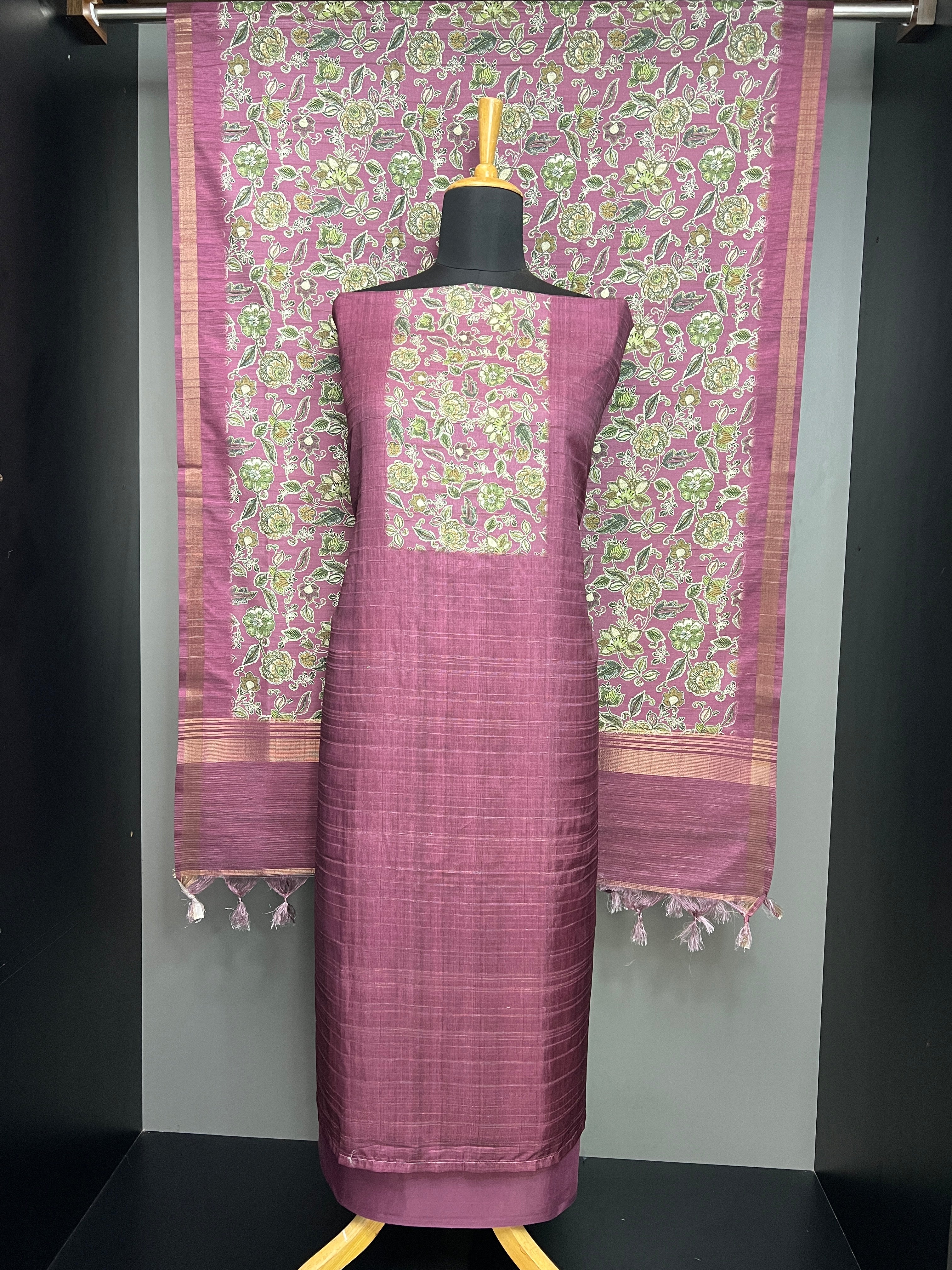 Floral Printed Semi Tussar Salwar Set | SP332