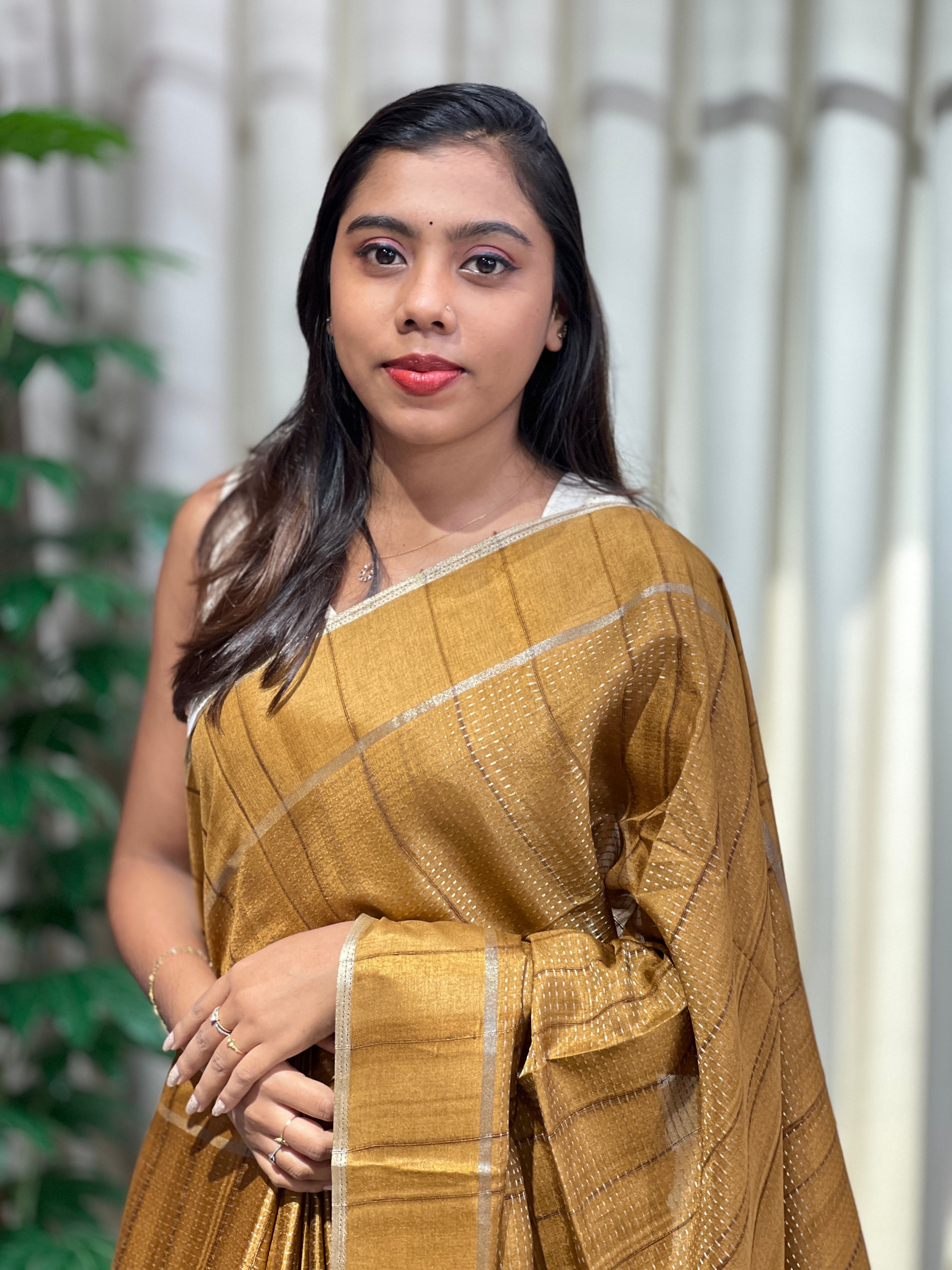 Running Stitch Detailed Semi Tussar Saree | SSN486