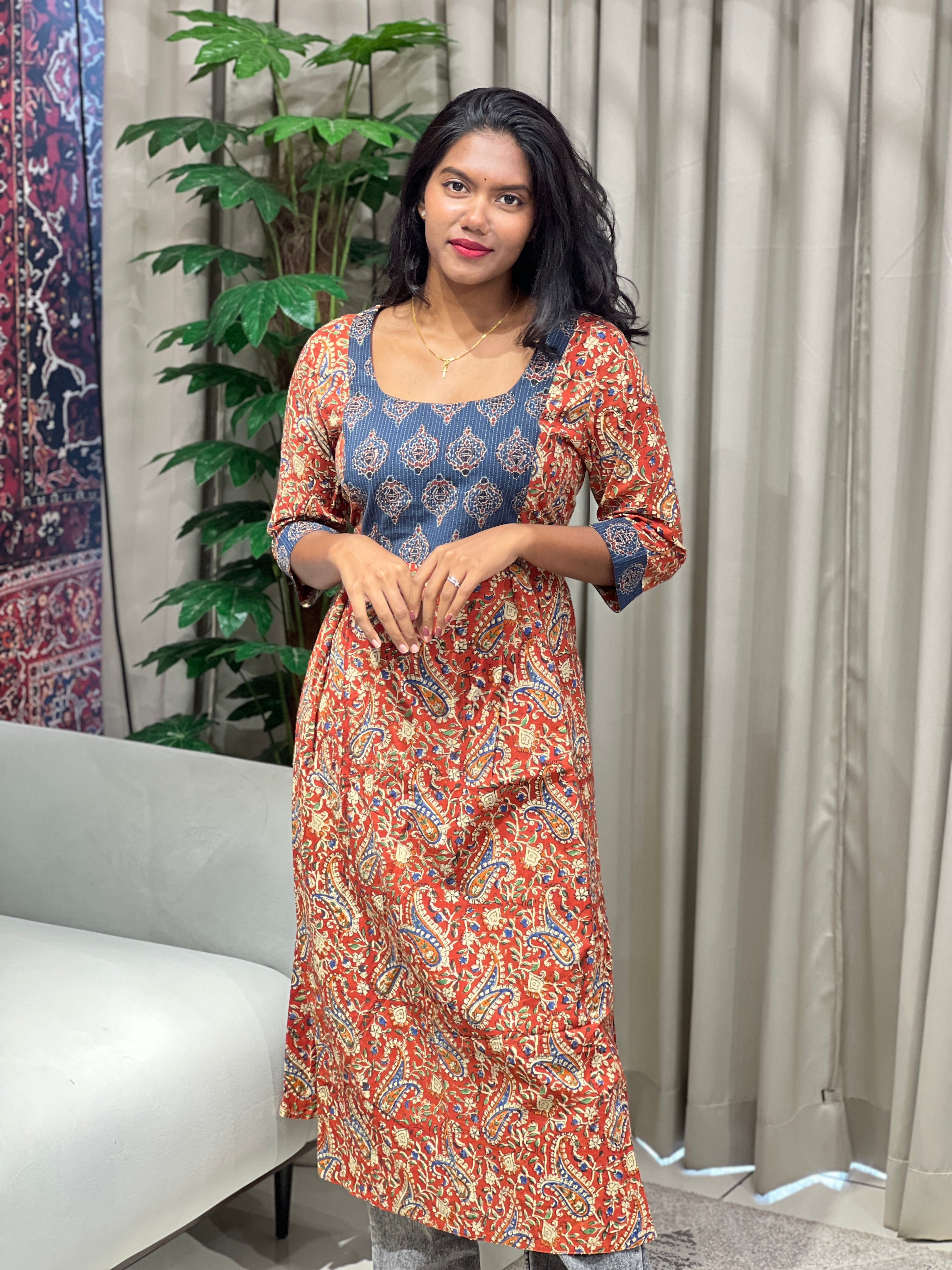 Ajrakh Inspired Print Cotton Kurta | DNT788