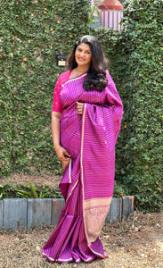 Line Weaving Pattern Banarasi Silk Saree | BHH141