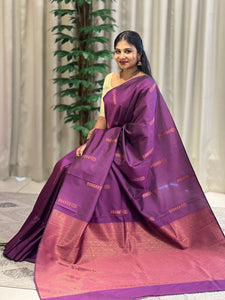 Copper Zari Woven Semi Silk Saree | KT152