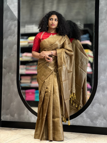 Golden Badla Work Pattern Tussar Saree| AH737