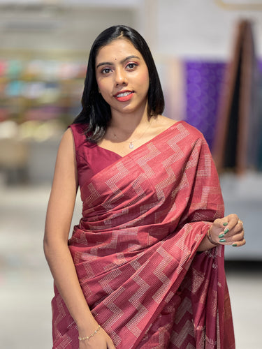 Kantha Weaving Pattern Bhagalpuri Linen Saree | NHH245