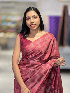 Kantha Weaving Pattern Bhagalpuri Linen Saree | NHH245