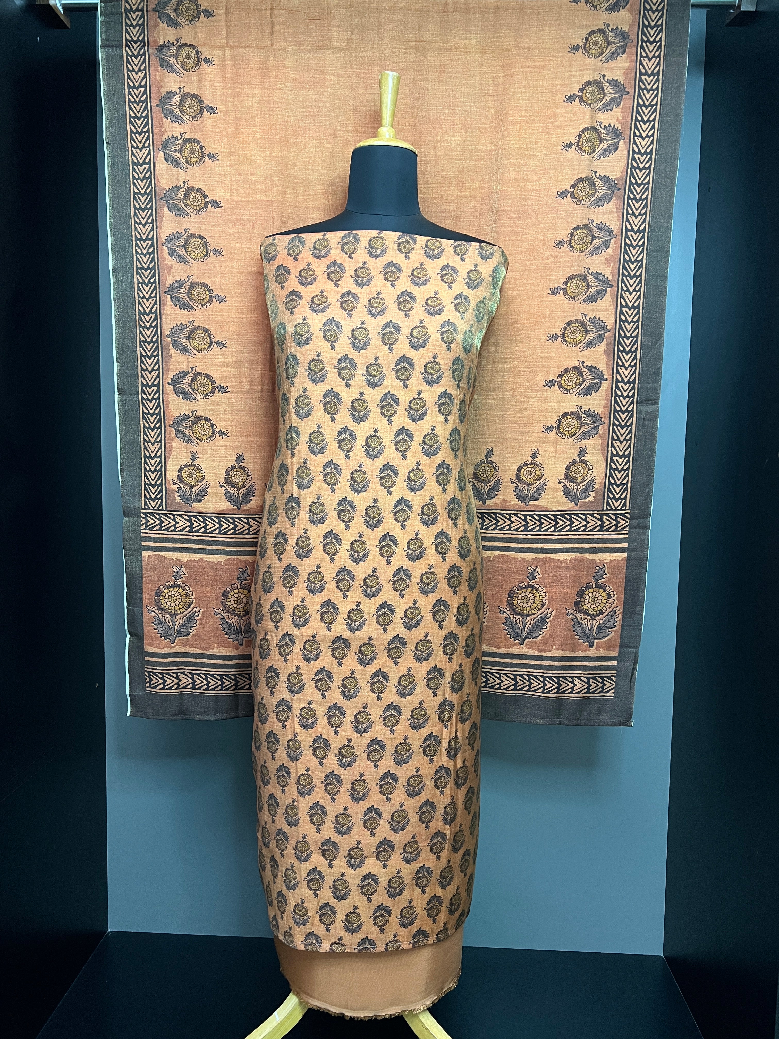 Floral Printed Semi Tussar Salwar Set | SP424