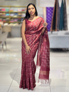 Kantha Weaving Pattern Bhagalpuri Linen Saree | NHH245