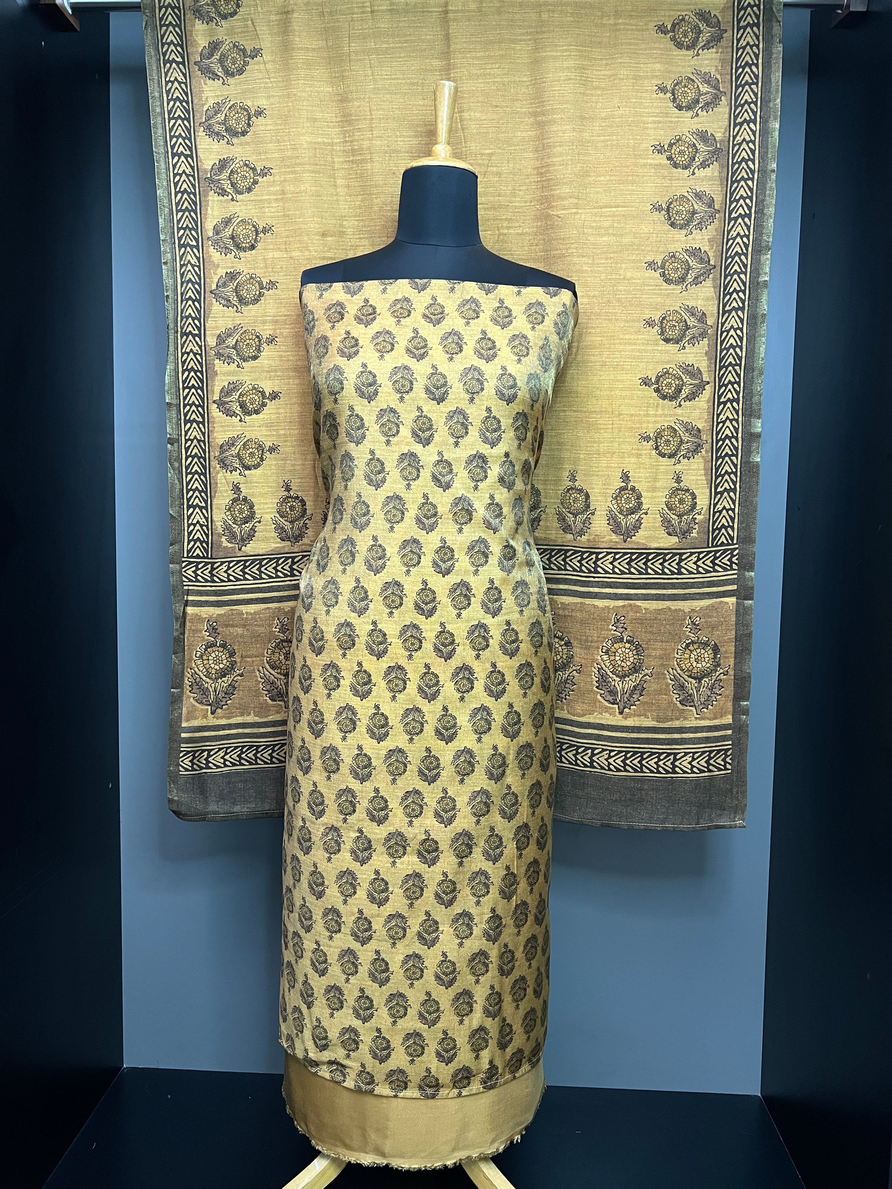 Floral Printed Semi Tussar Salwar Set | SP423