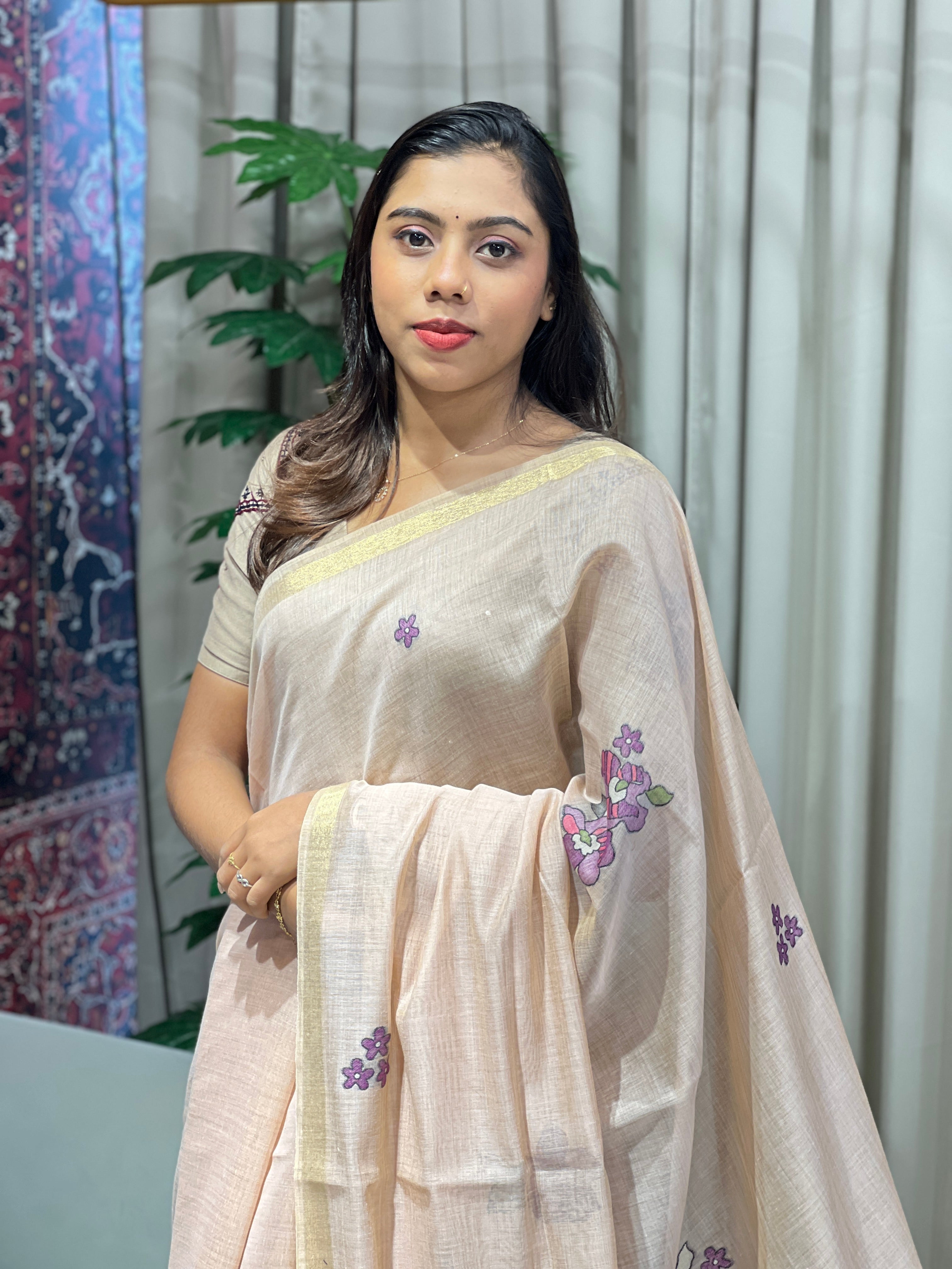 Multi-Color Floral Detailed Chanderi Saree | AYT101