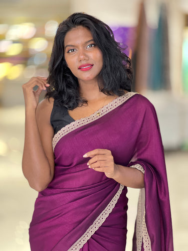 Embroidery Border Pattern Vichitra Silk Saree | RP488