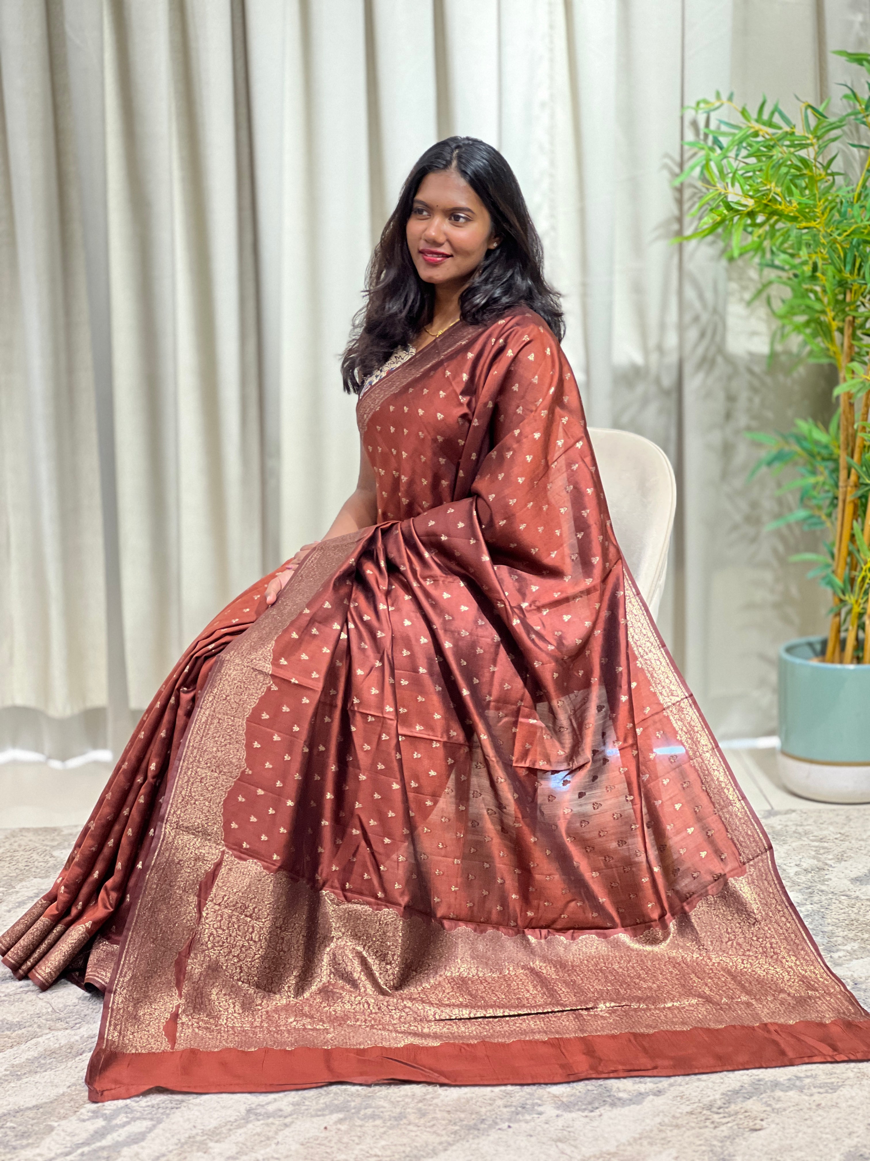 Kathan Woven Pattern Raw Silk Saree | GA130