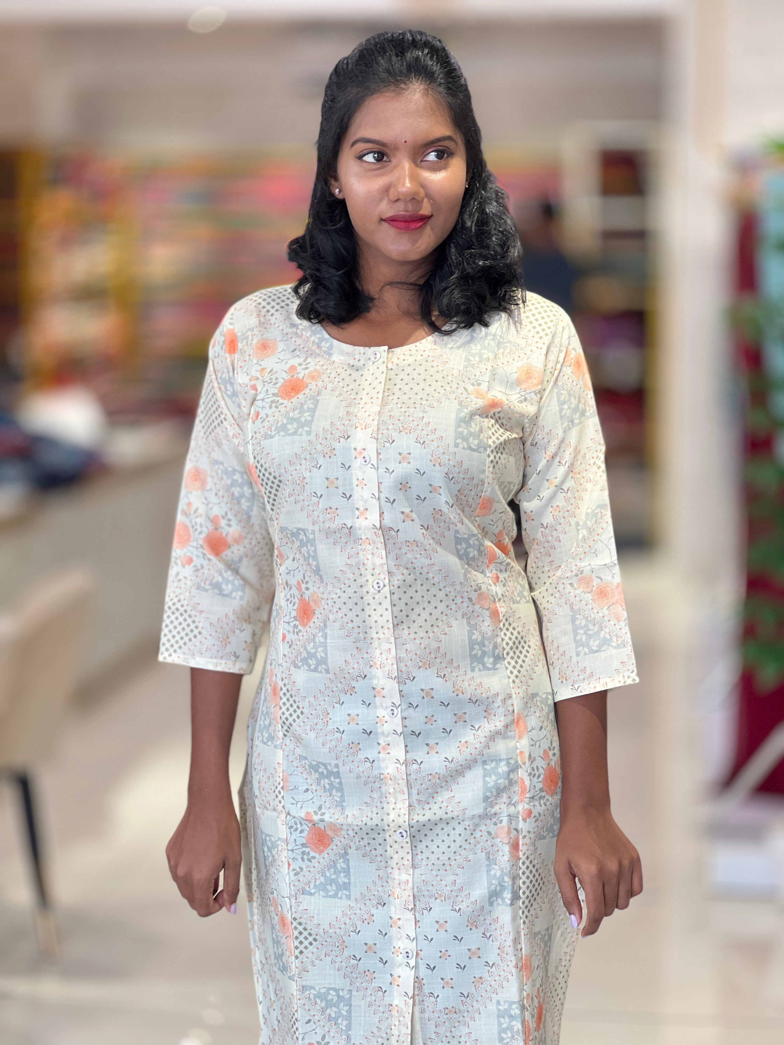 Floral Digital Printed Cotton Kurta | YOC148