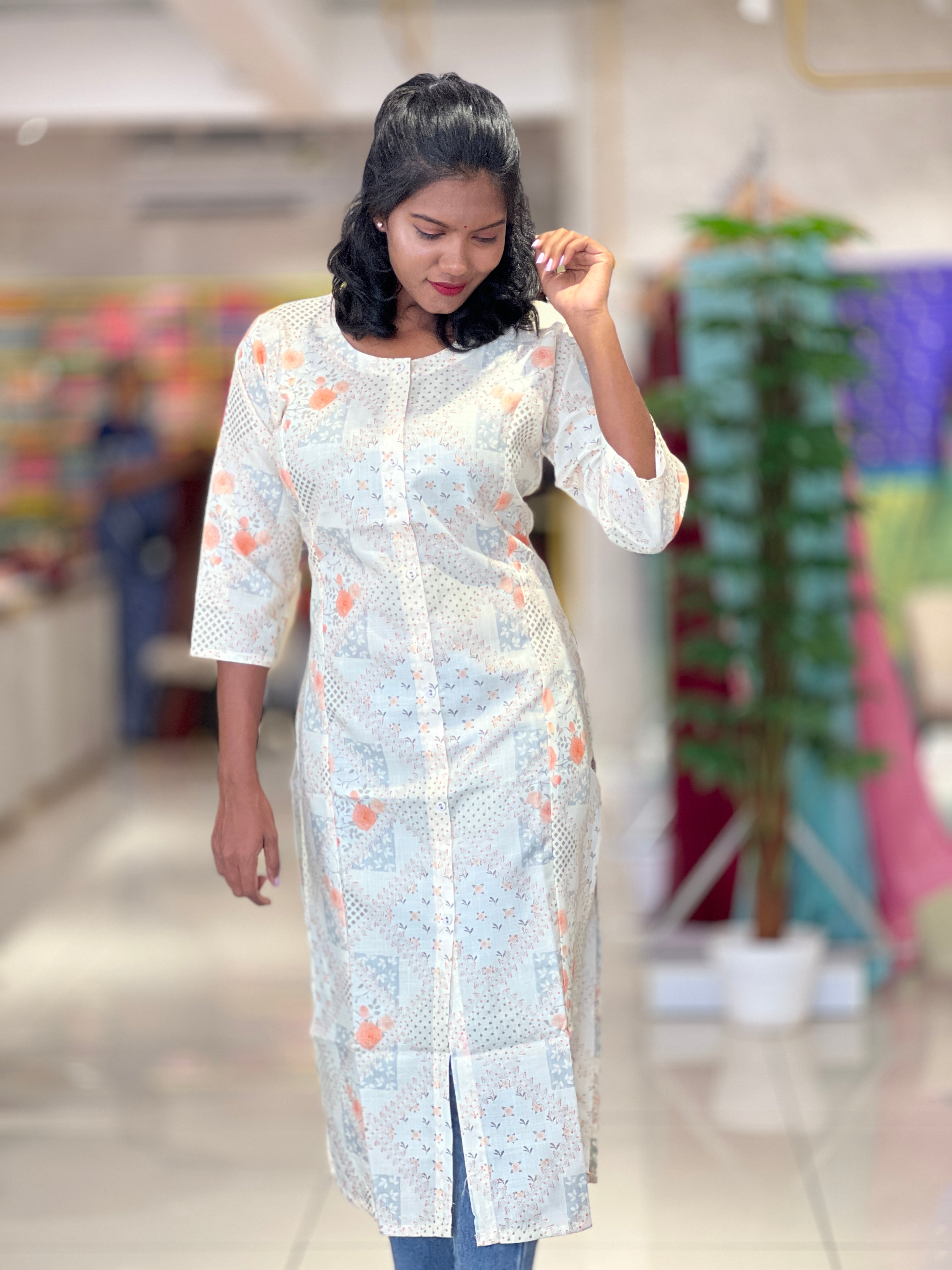 Floral Digital Printed Cotton Kurta | YOC148