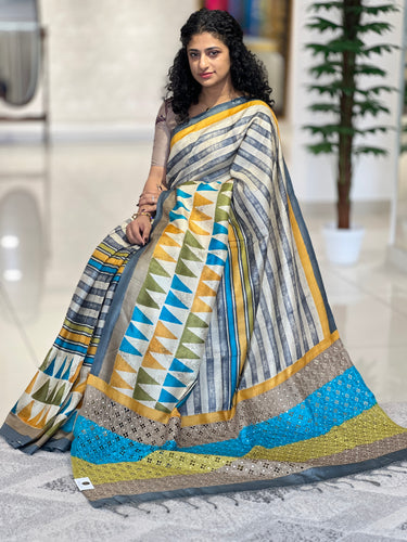 Block Printed Soft Tussar Saree | RGD371