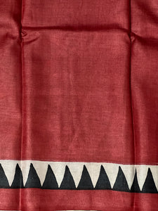 Printed Stripe Pattern & Temple Border Design  Tussar Saree | SHF173