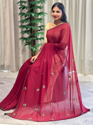 Beads Worked Georgette Saree | AS470