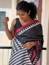 Printed Stripe Pattern & Temple Border Design  Tussar Saree | SHF173