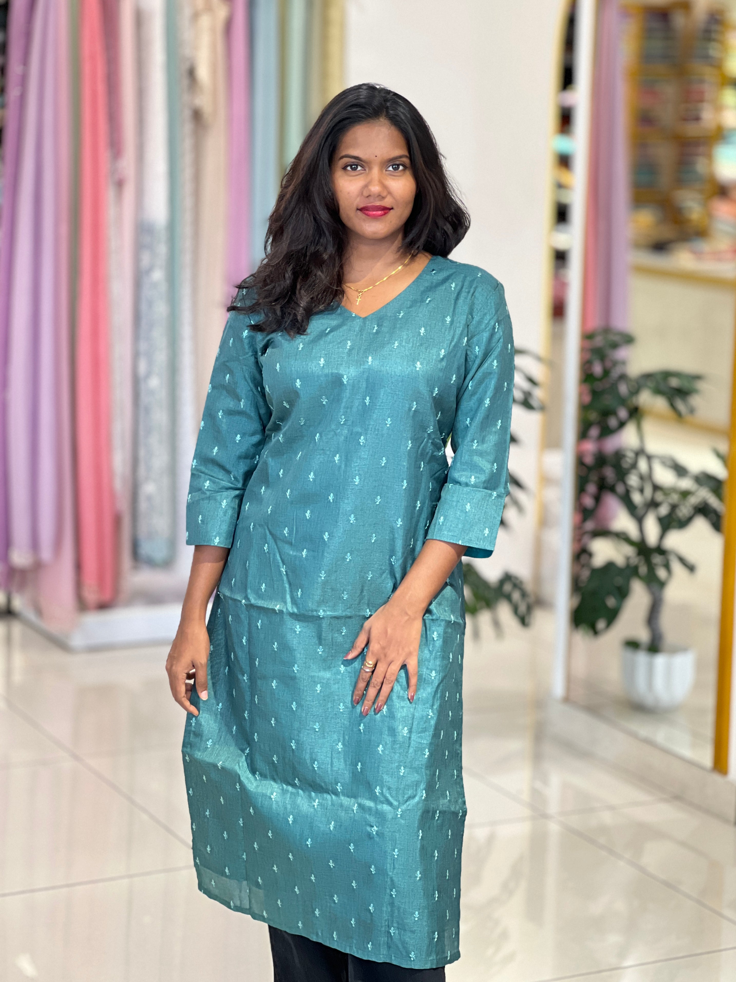 Embroidery Buta Detailing Semi Tussar Kurta |DNT1161