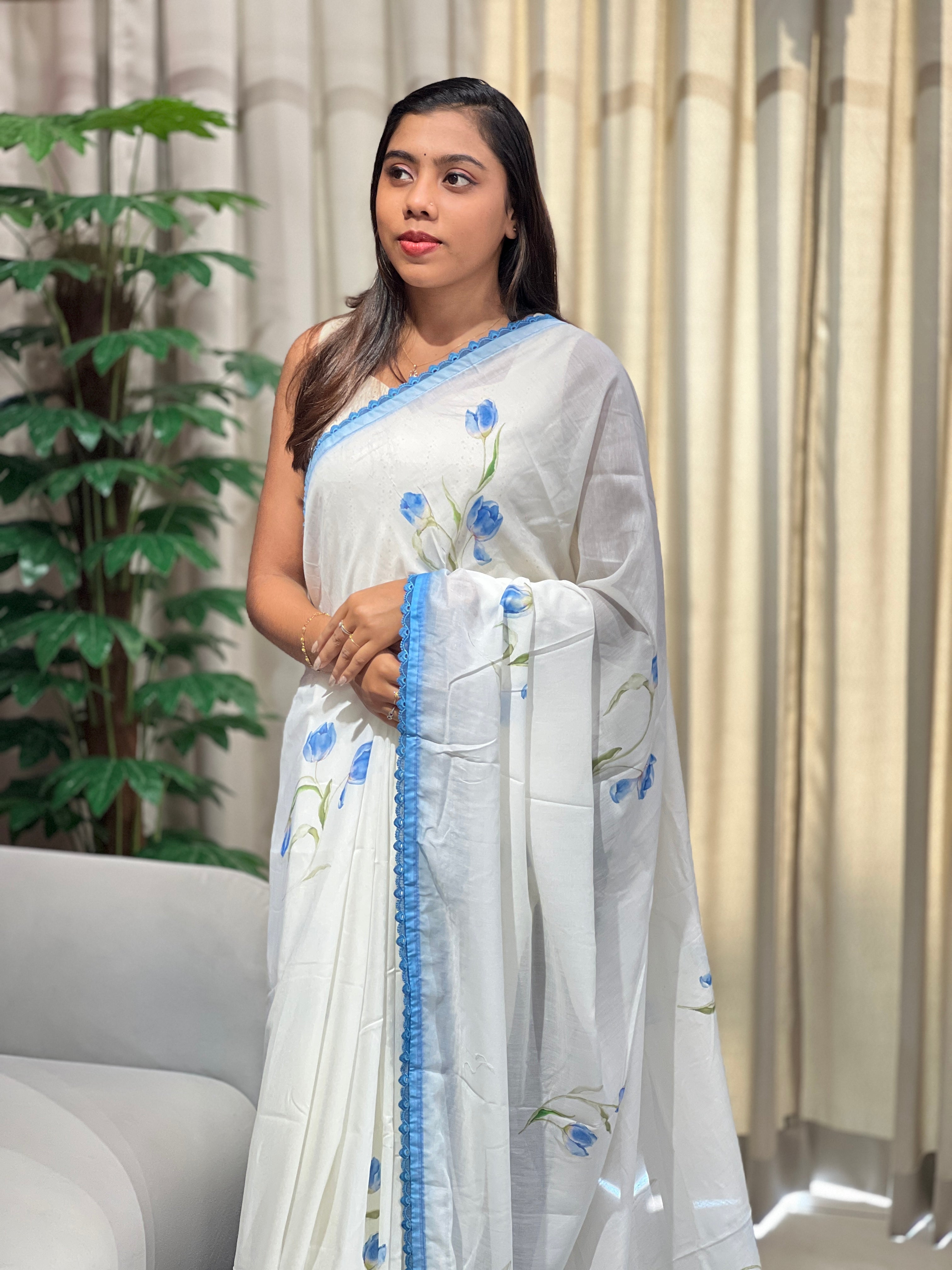 Floral Digital Printed Semi Silk Saree | HT383