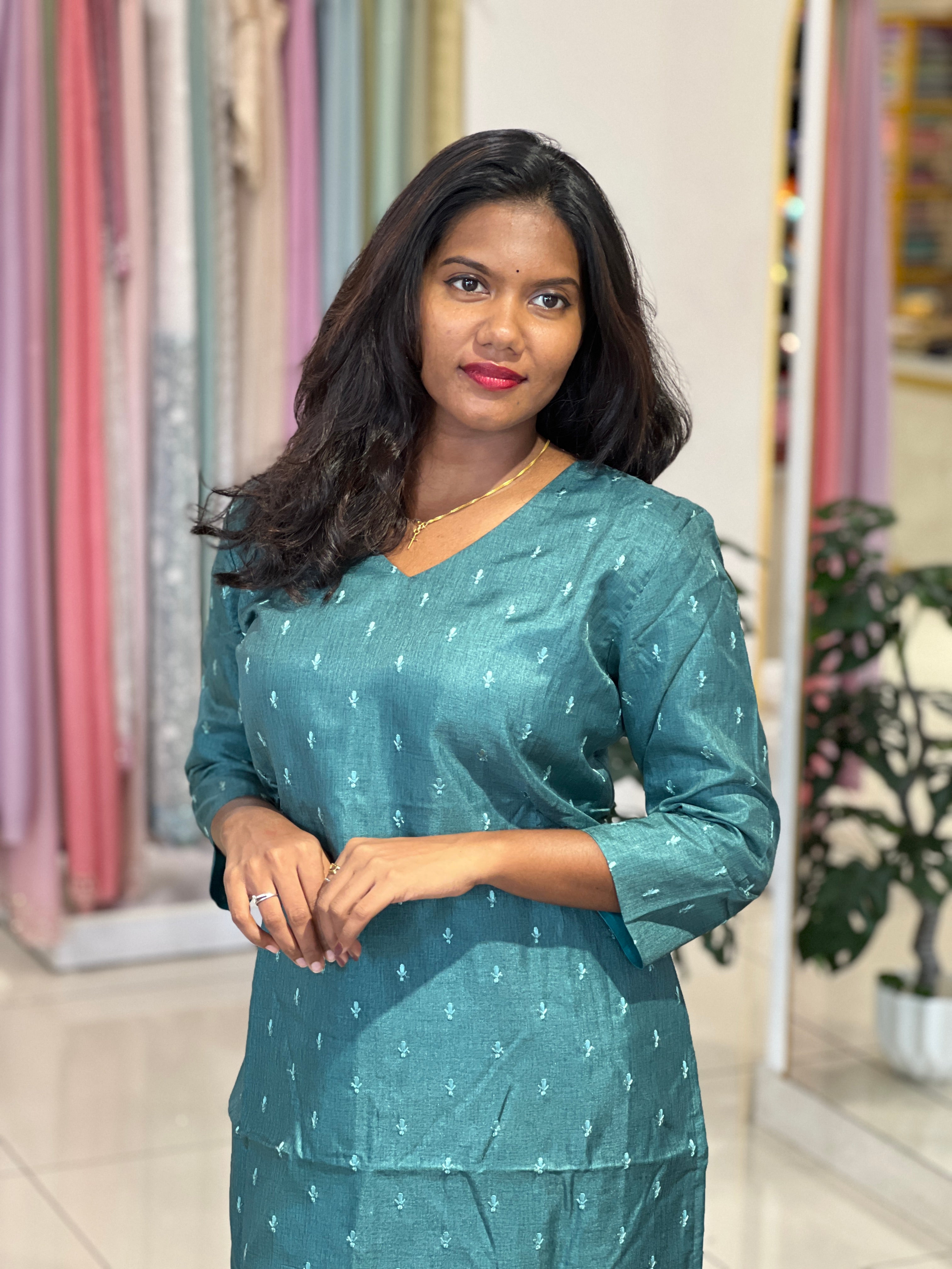Embroidery Buta Detailing Semi Tussar Kurta |DNT1161