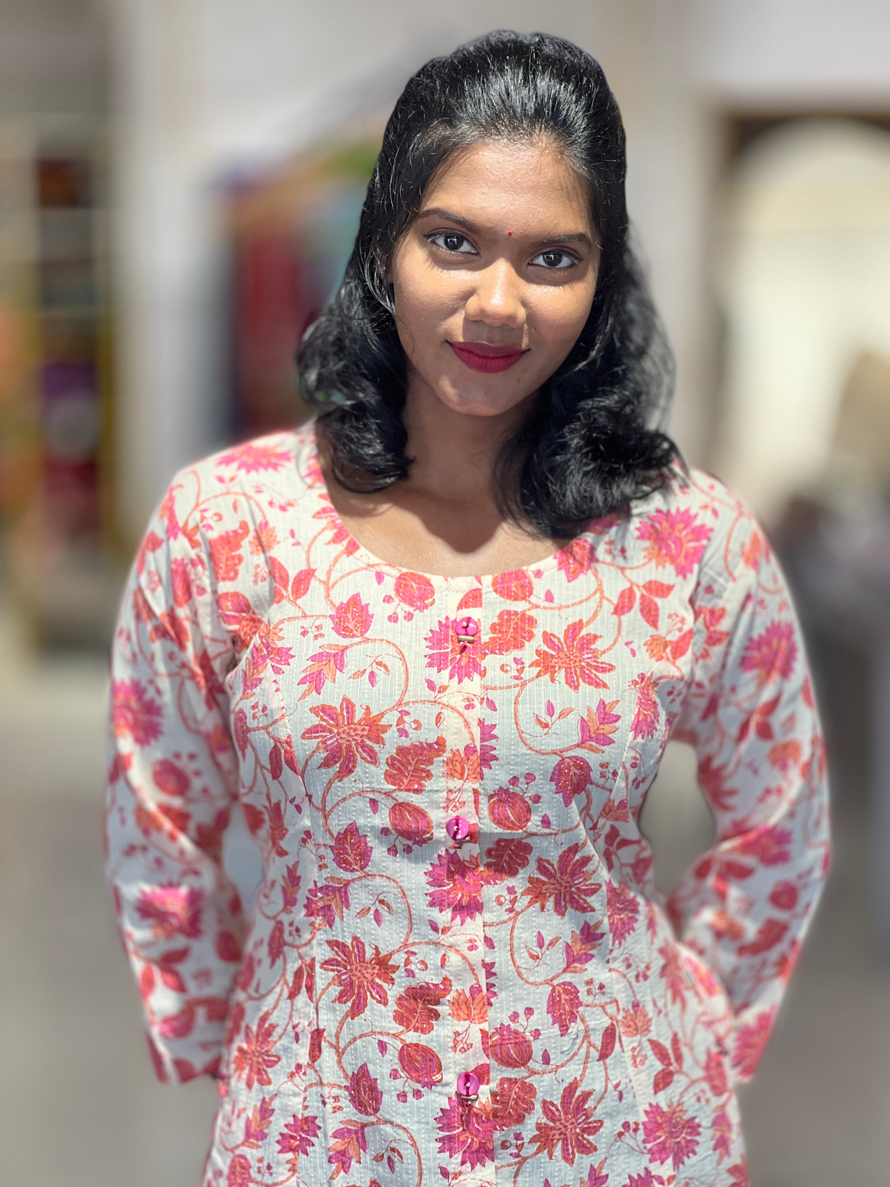 Floral Digital Printed Cotton Kurta | YOC108