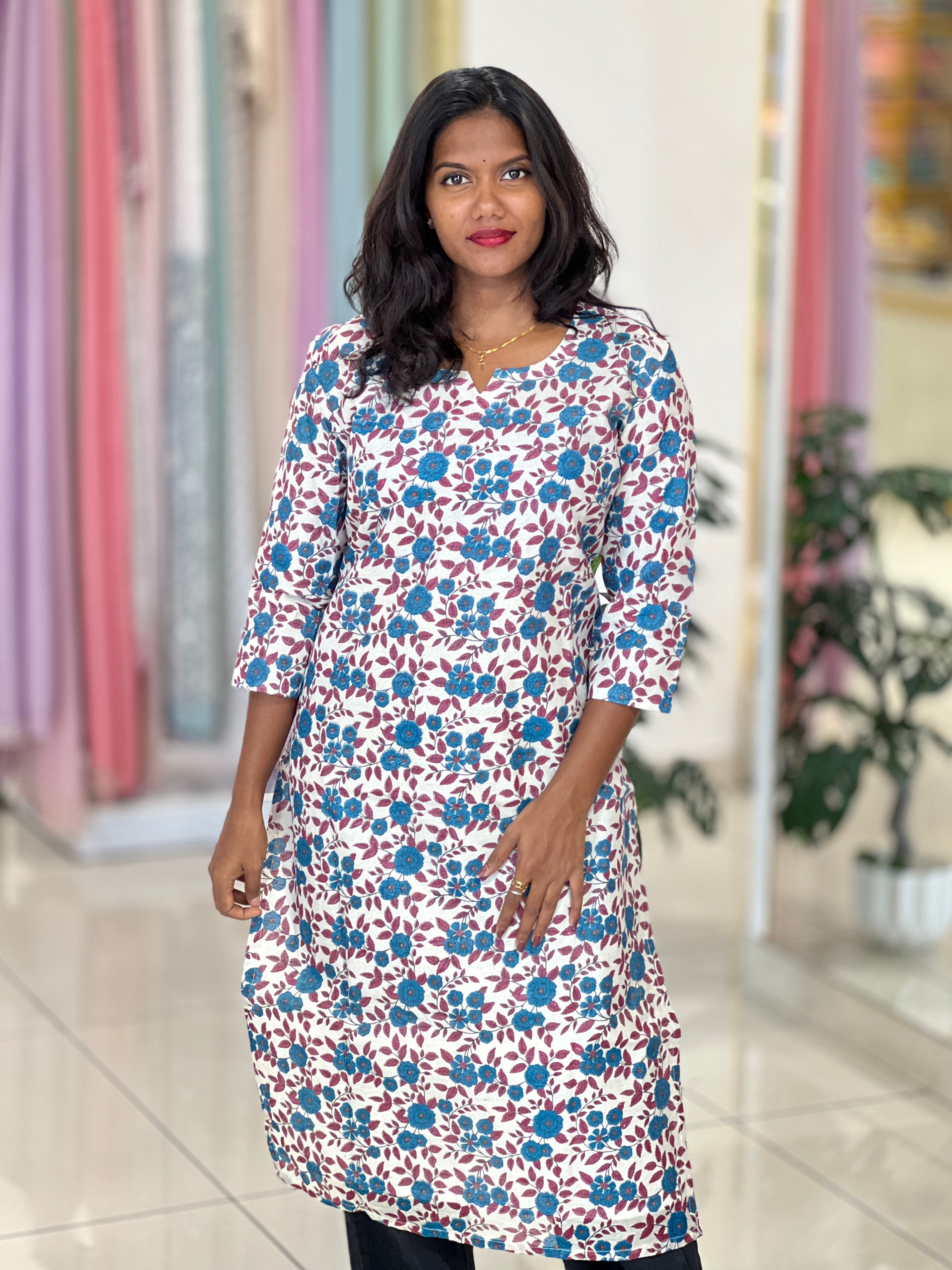 Floral Printed Chanderi Kurta |DNT1169