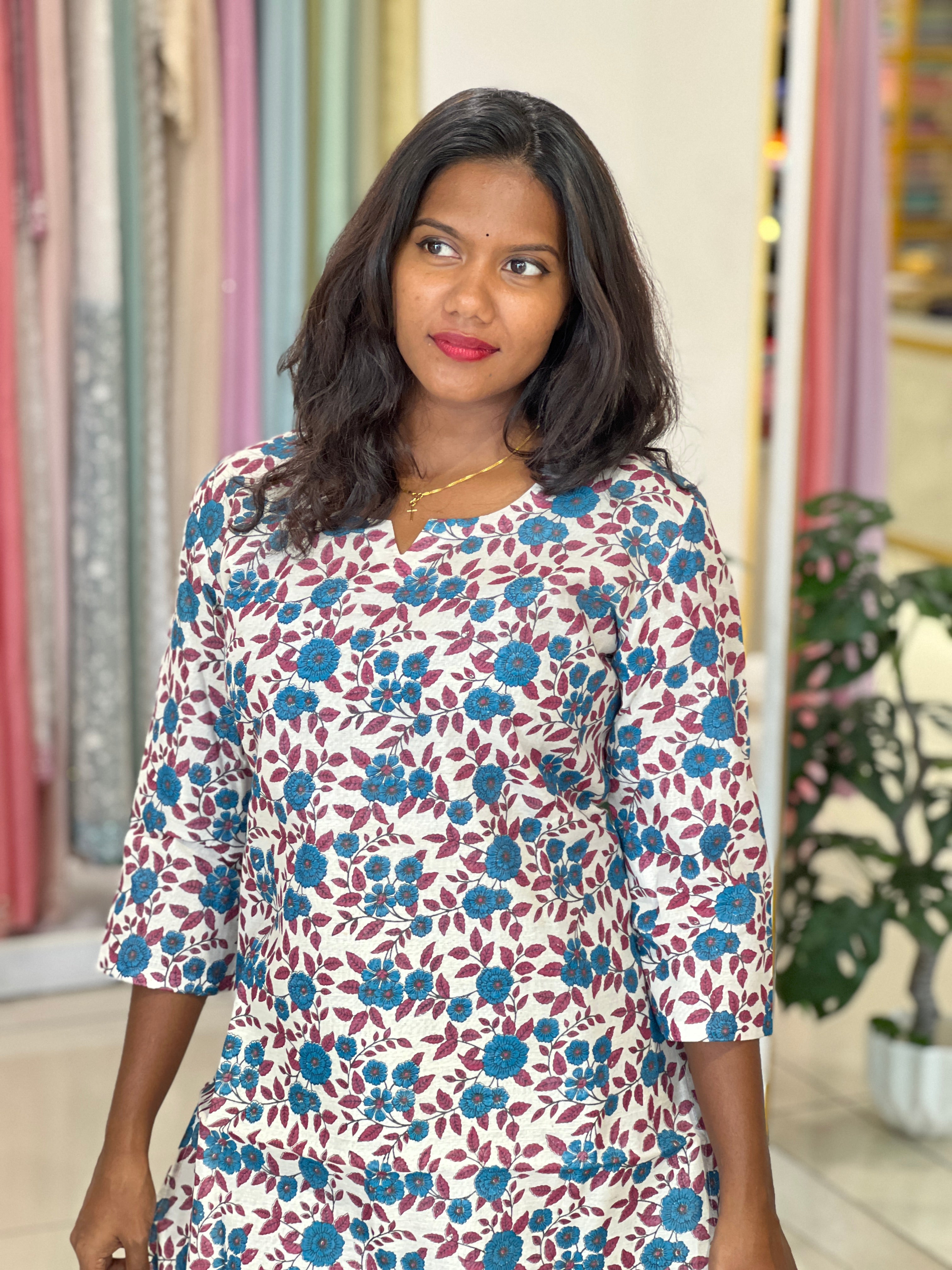 Floral Printed Chanderi Kurta |DNT1169
