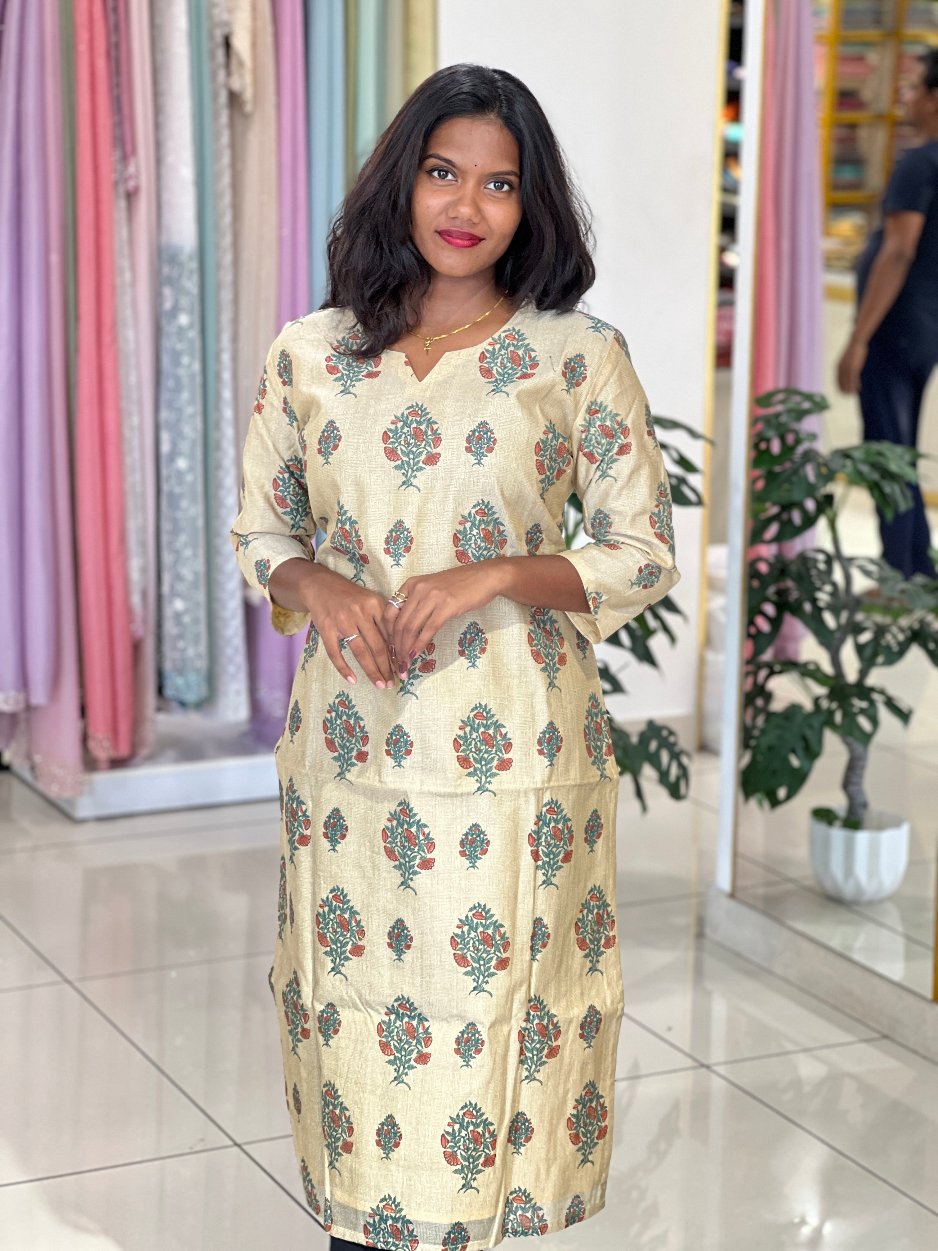 Buta Printed Chanderi Kurta |DNT1162