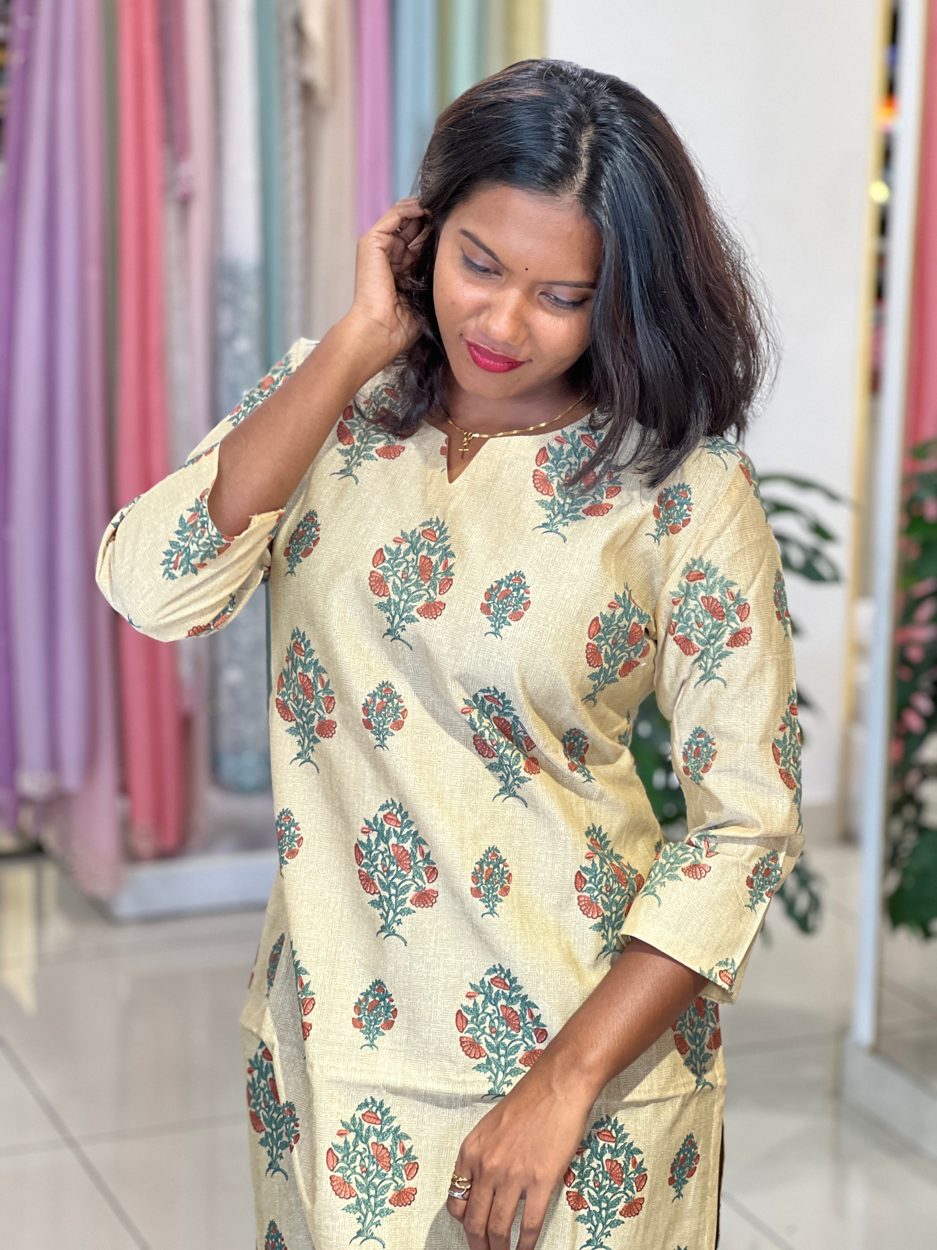Buta Printed Chanderi Kurta |DNT1162