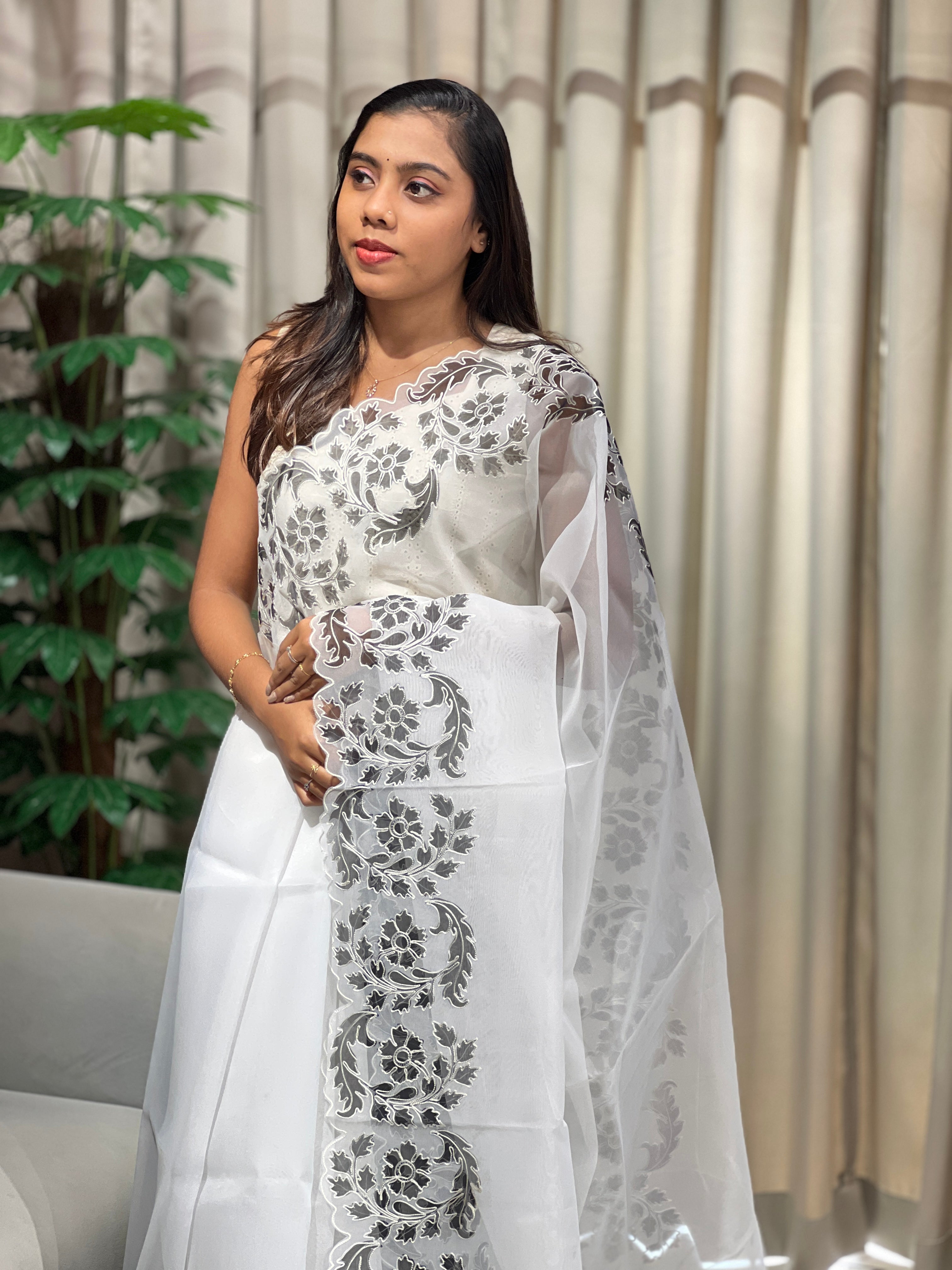 Floral Printed Organza Saree | PKS180