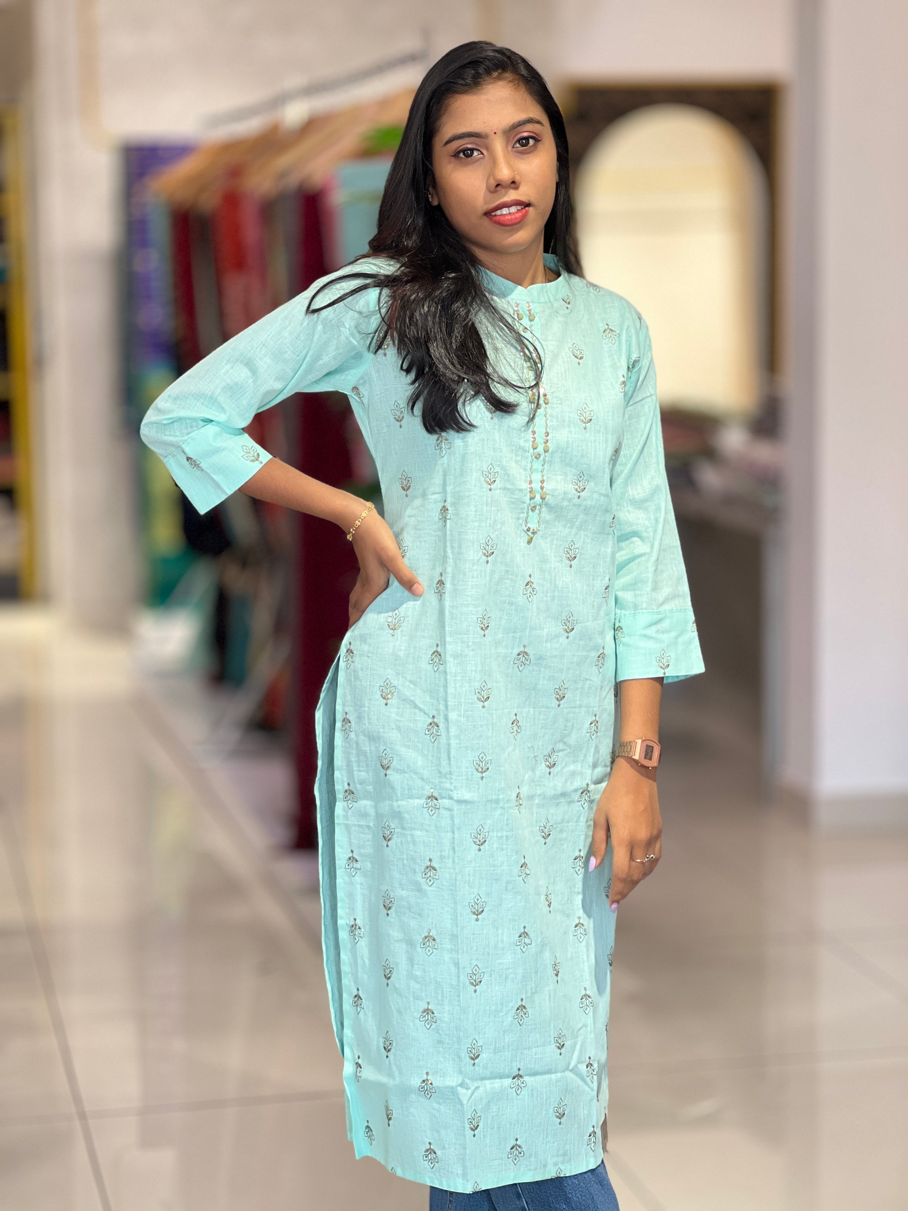 Machine Embroidered Cotton Kurta | DVC112