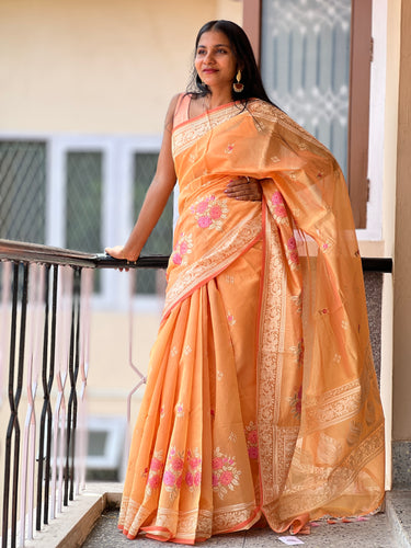 Floral Embroidery Pattern Chanderi Saree | JCL777