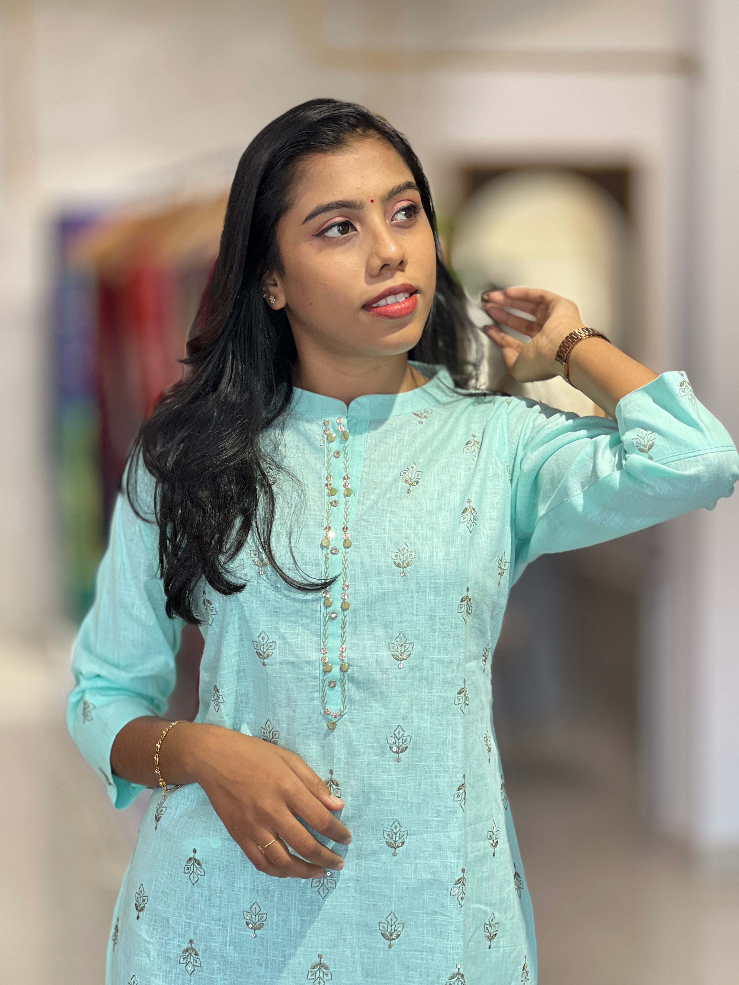 Machine Embroidered Cotton Kurta | DVC112