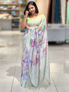 Floral Printed Chanderi Finish Saree | SSN137