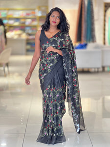 Floral Embroidery Detailed Silky Kota Saree | NHH476