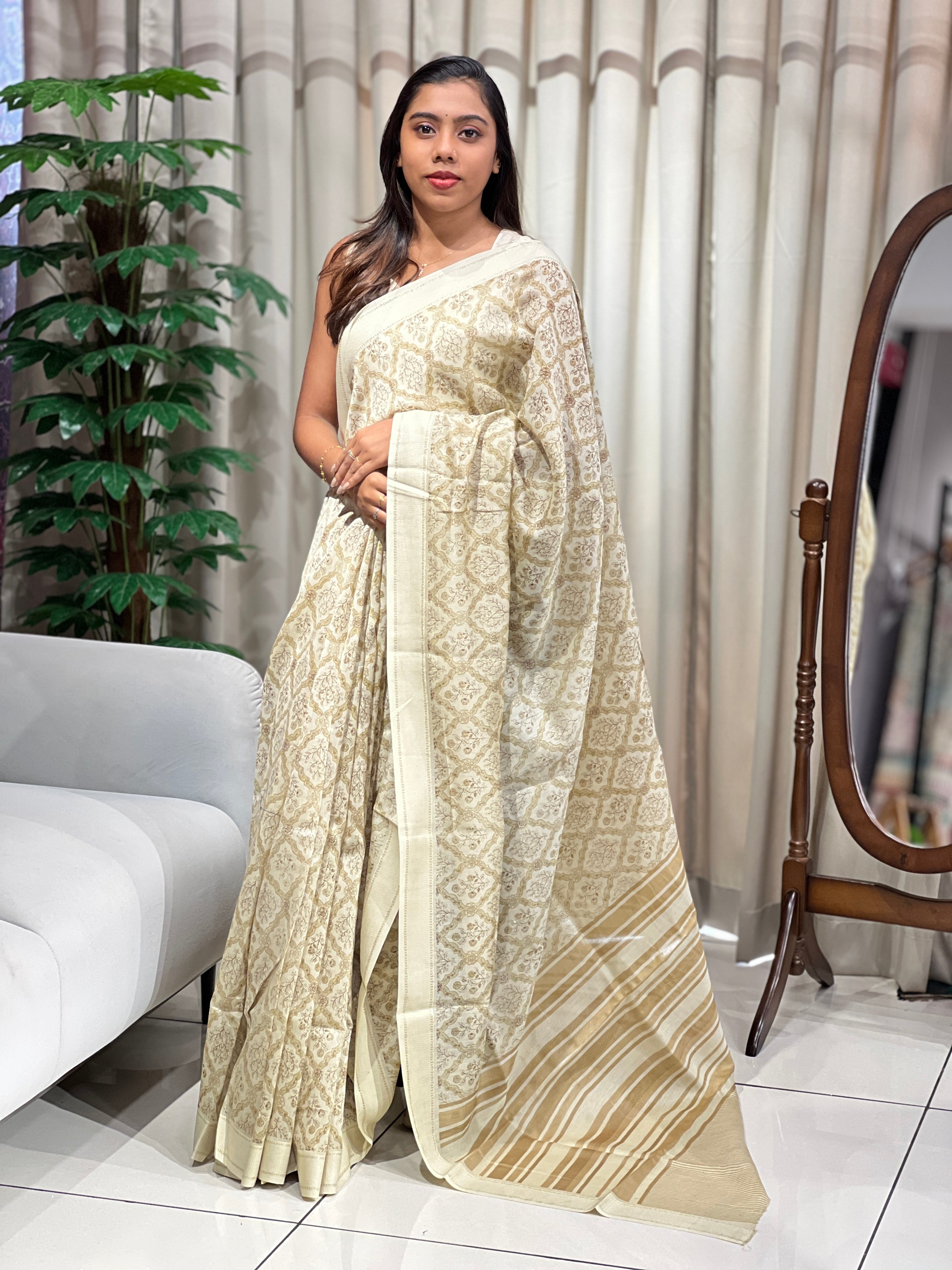 Floral Printed Chanderi Saree | RGD1026