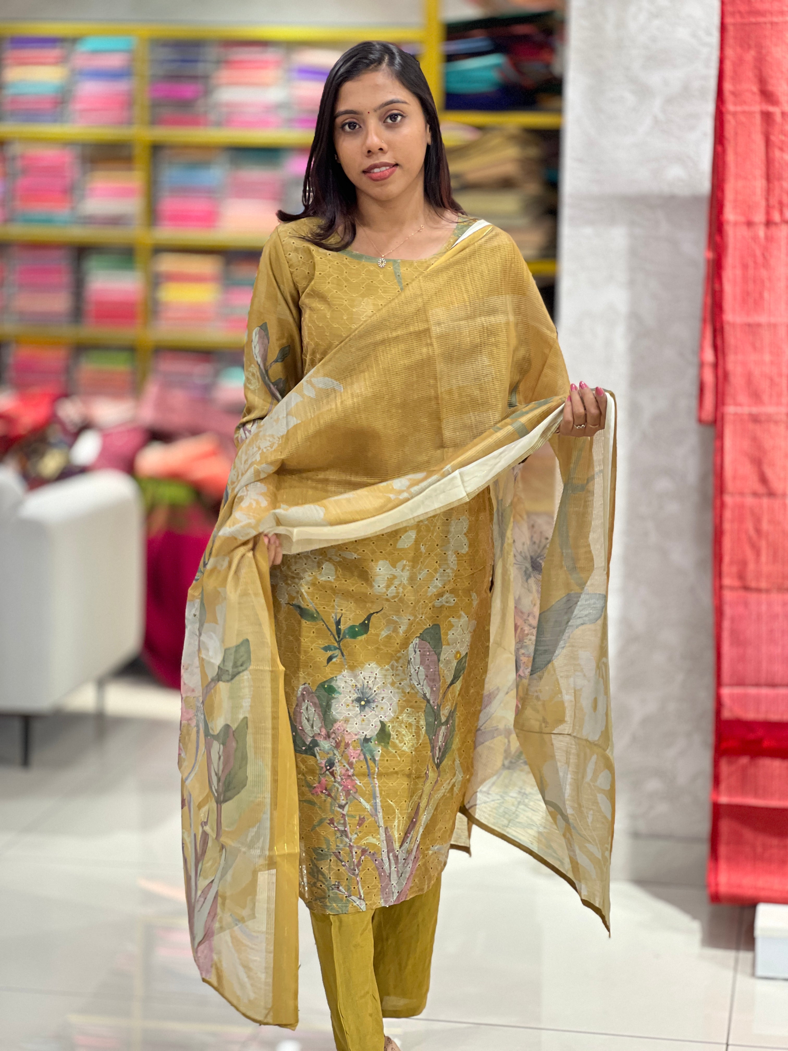 Floral Printed Hakoba Kurta Set | VFD104 – Aham Designer Boutique