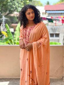 Hand Embroidery Bhagalpuri Linen Kurta Set | OS361