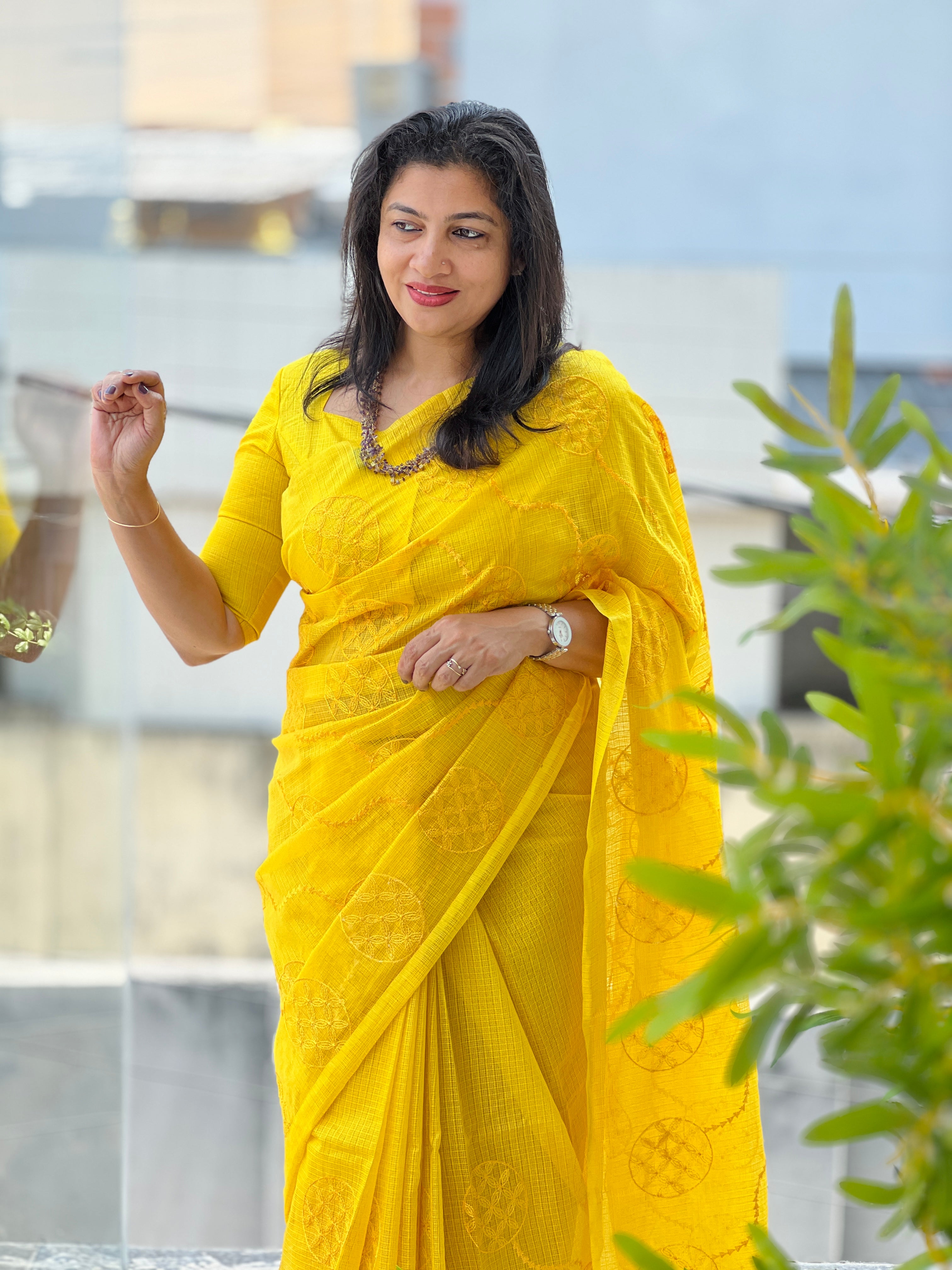 Computerized Embroidery Silky Kota Saree | NHH604