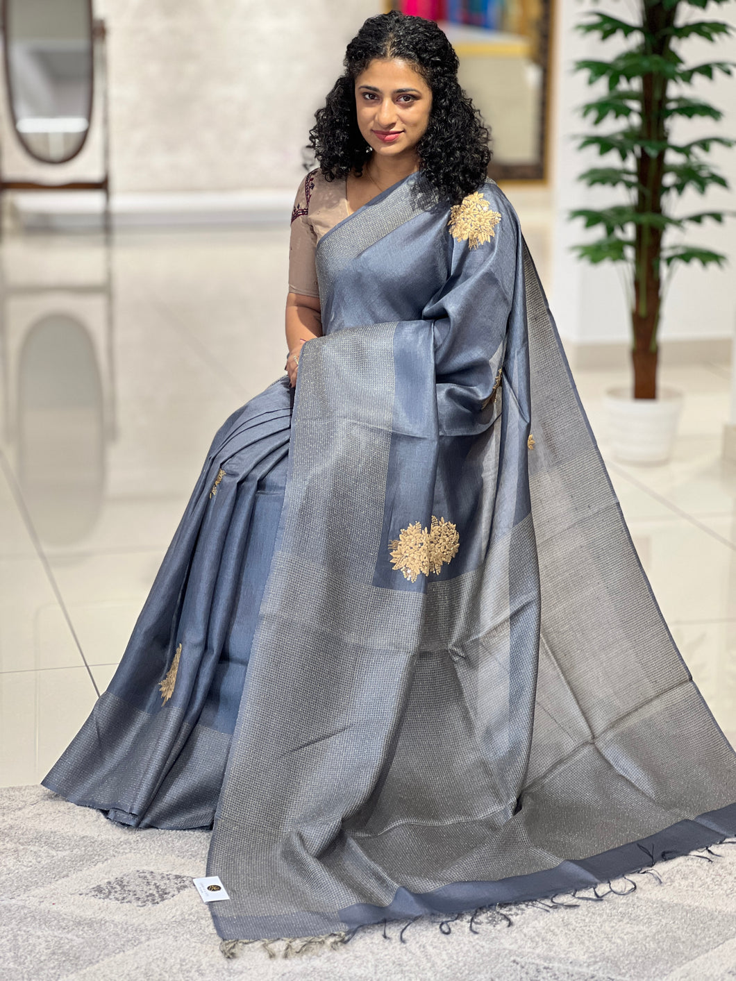 Soft Tussar Saree With Hand Embroidery Detailing | RGD345