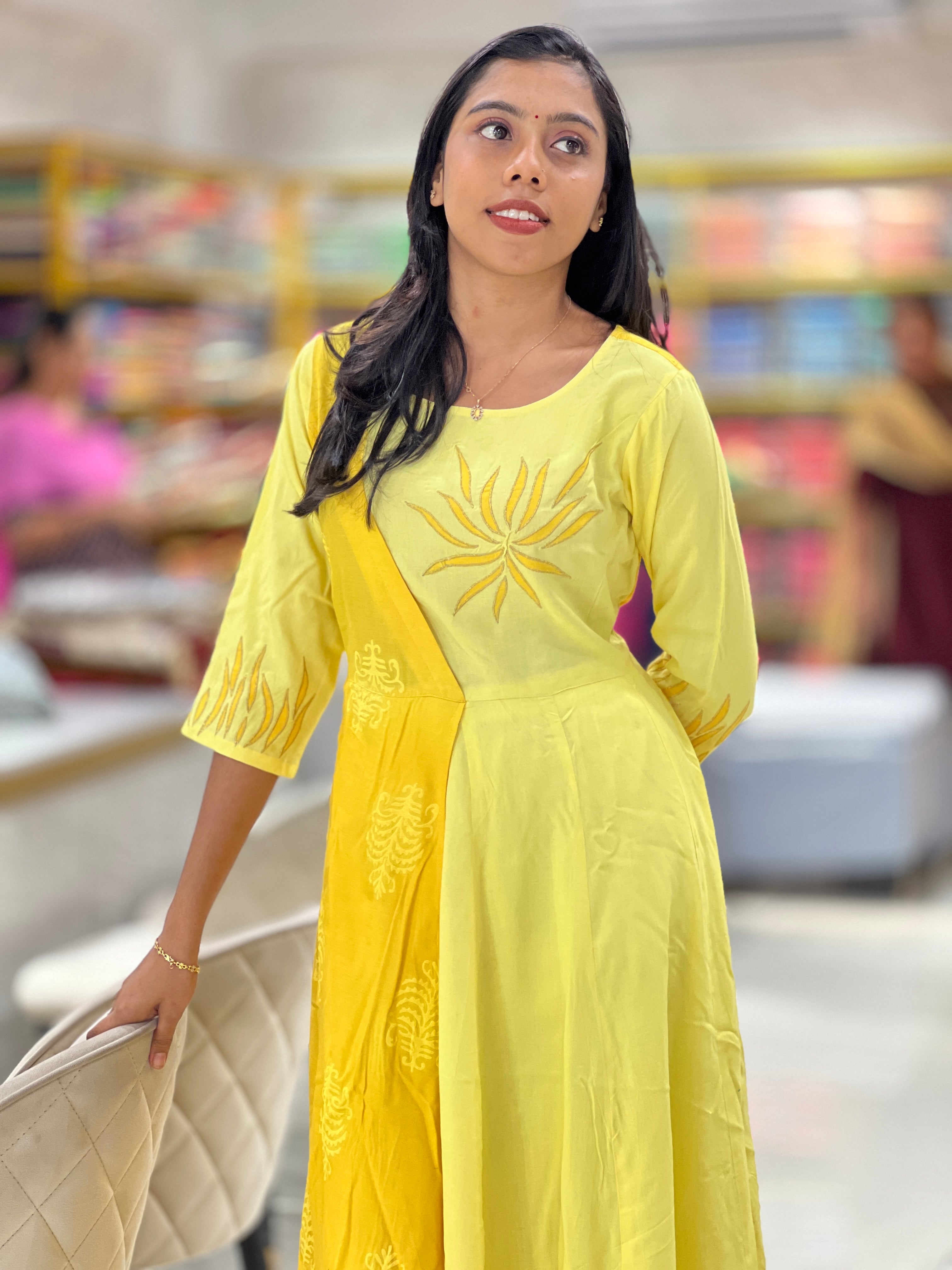 Block Printed Rayon Kurta | AHD1809