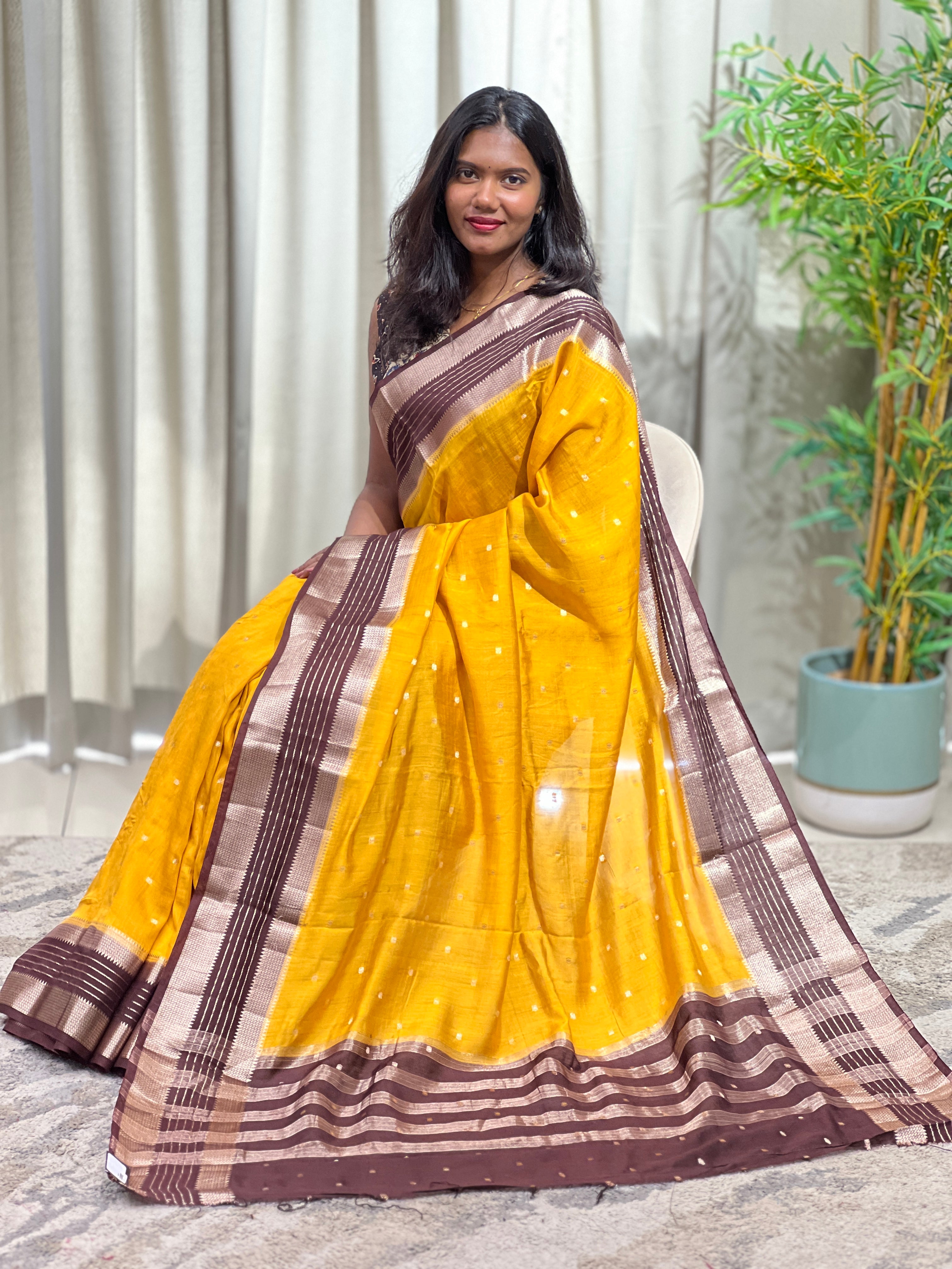 Rettapet Border Pattern Semi Chanderi Saree | YNG1649