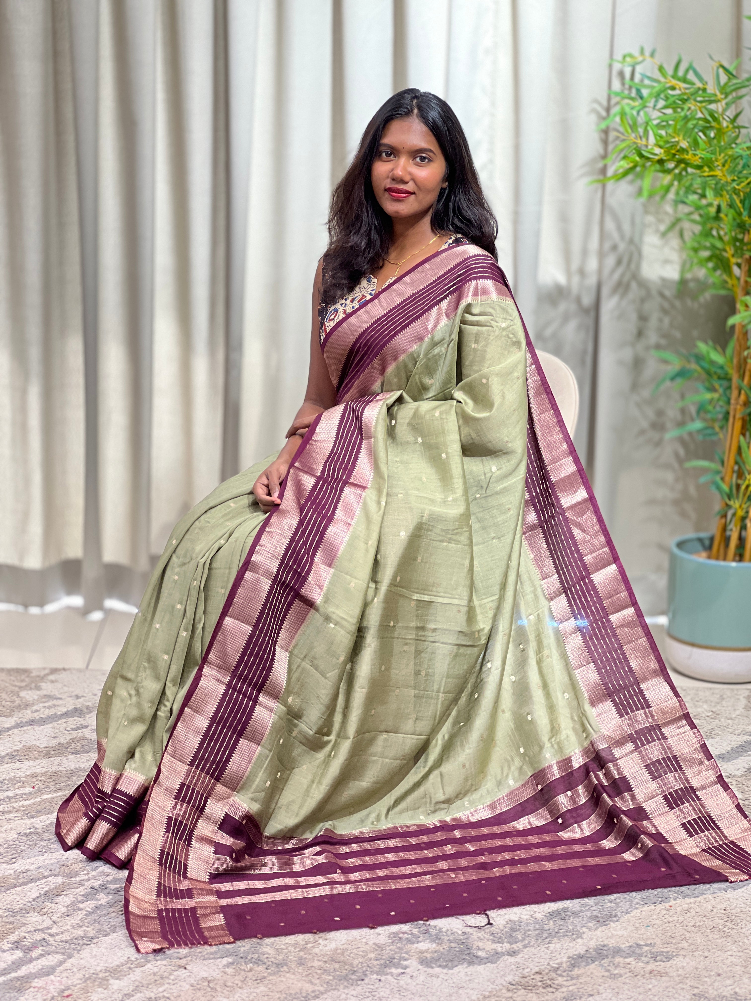 Rettapet Border Pattern Semi Chanderi Saree | YNG1509