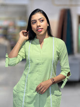 Slited Patterned Linen Cotton Kurta Top & Bottom | MSN105