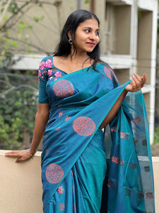 Traditional Motif Semi Silk Saree | KRK389